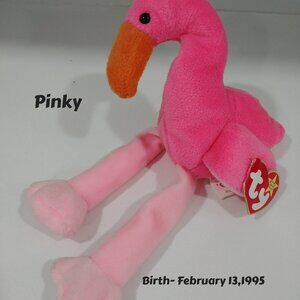 Ty Pinky Beany Baby with Birth Tag, Like New